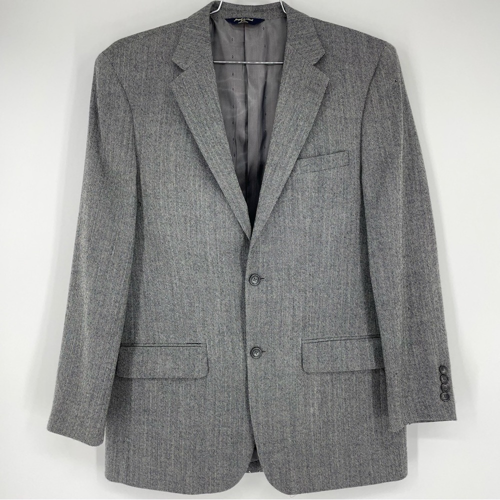 Joseph & Feiss Lambswool Tweed Blazer Men's 40L Long Herringbone 2 Button